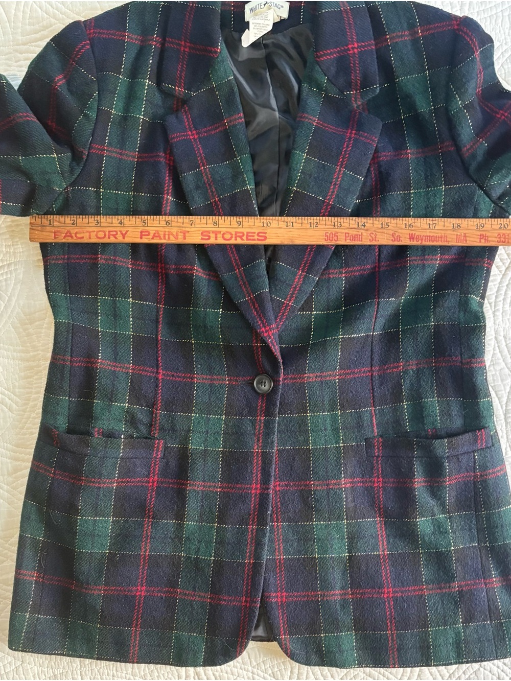 Vintage Wool Plaid Single-Button Blazer Size 6 - Picture 4 of 6